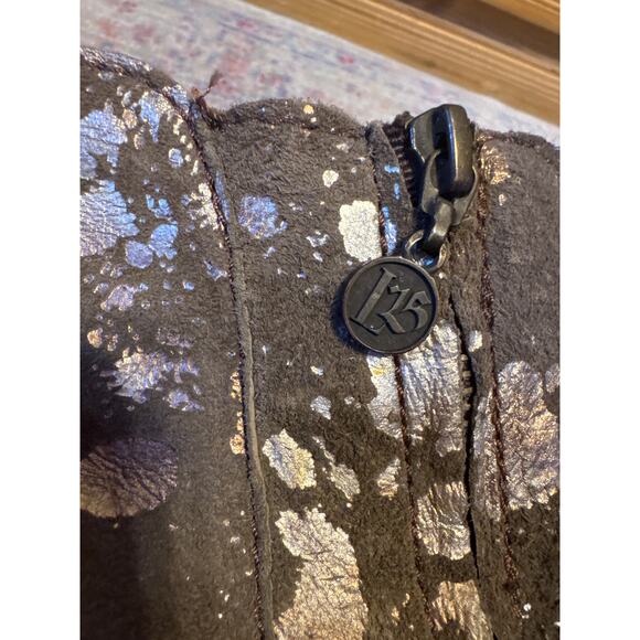 Liberty Black Distressed Pain Spltter Metallic Leather Boots 10.5 - Picture 7 of 13